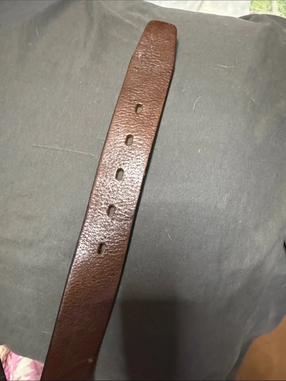 Fossil Men's Brown Leather Belt with Brushed Silver Buckle